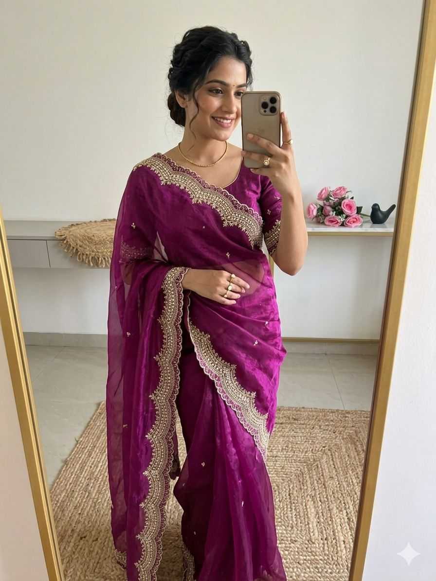 Satin Designer Saree