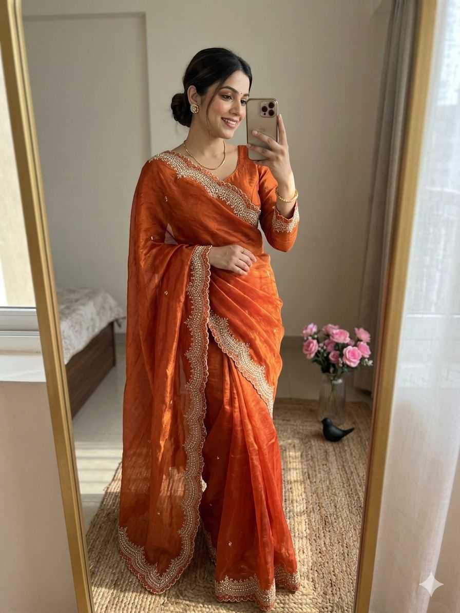Satin Designer Saree