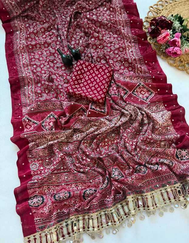 Bandhani Silk Printed Saree