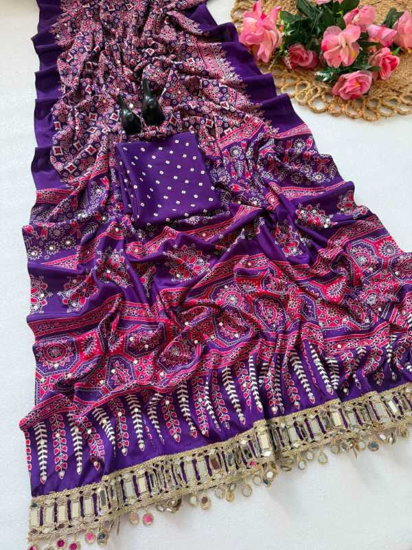 Pure Satin Printed Saree
