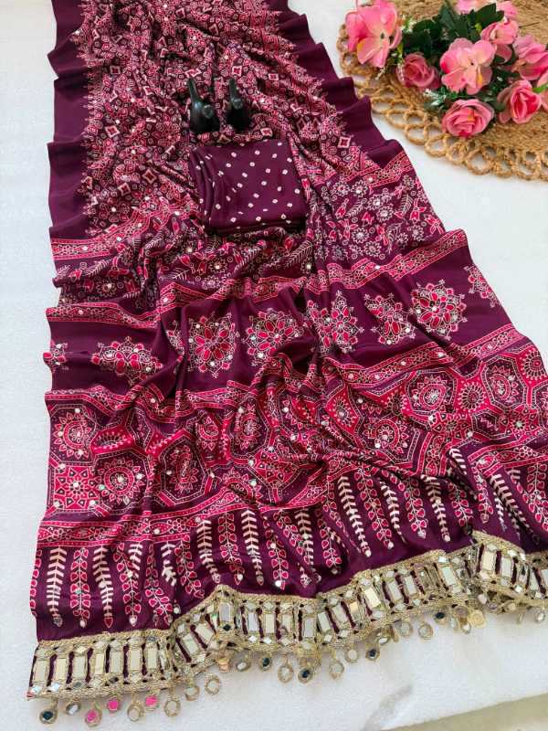 Pure Satin Printed Saree