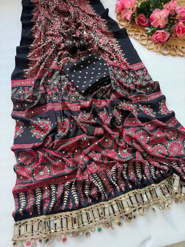 Pure Satin Printed Saree
