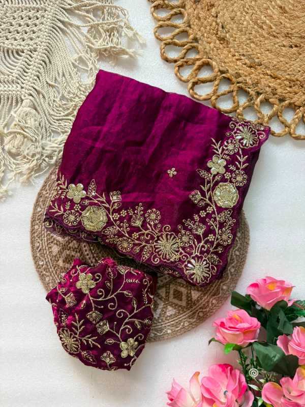 Pure Space Silk Sequence Saree