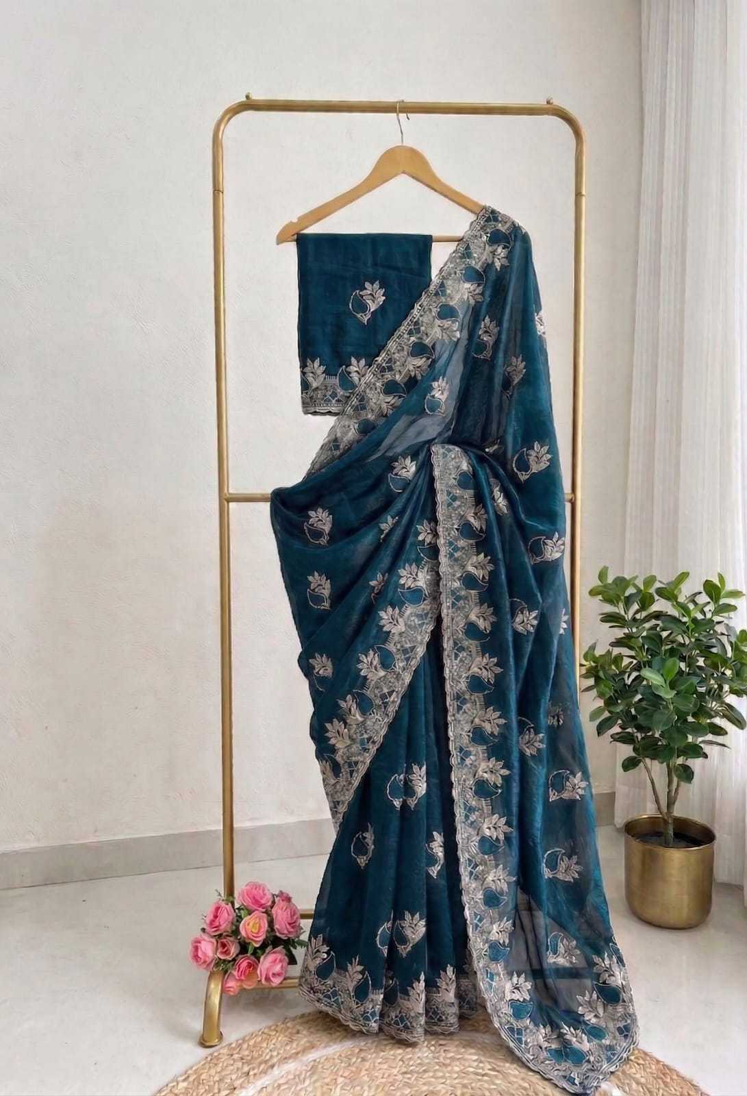 Space Silk Designer Saree in Black