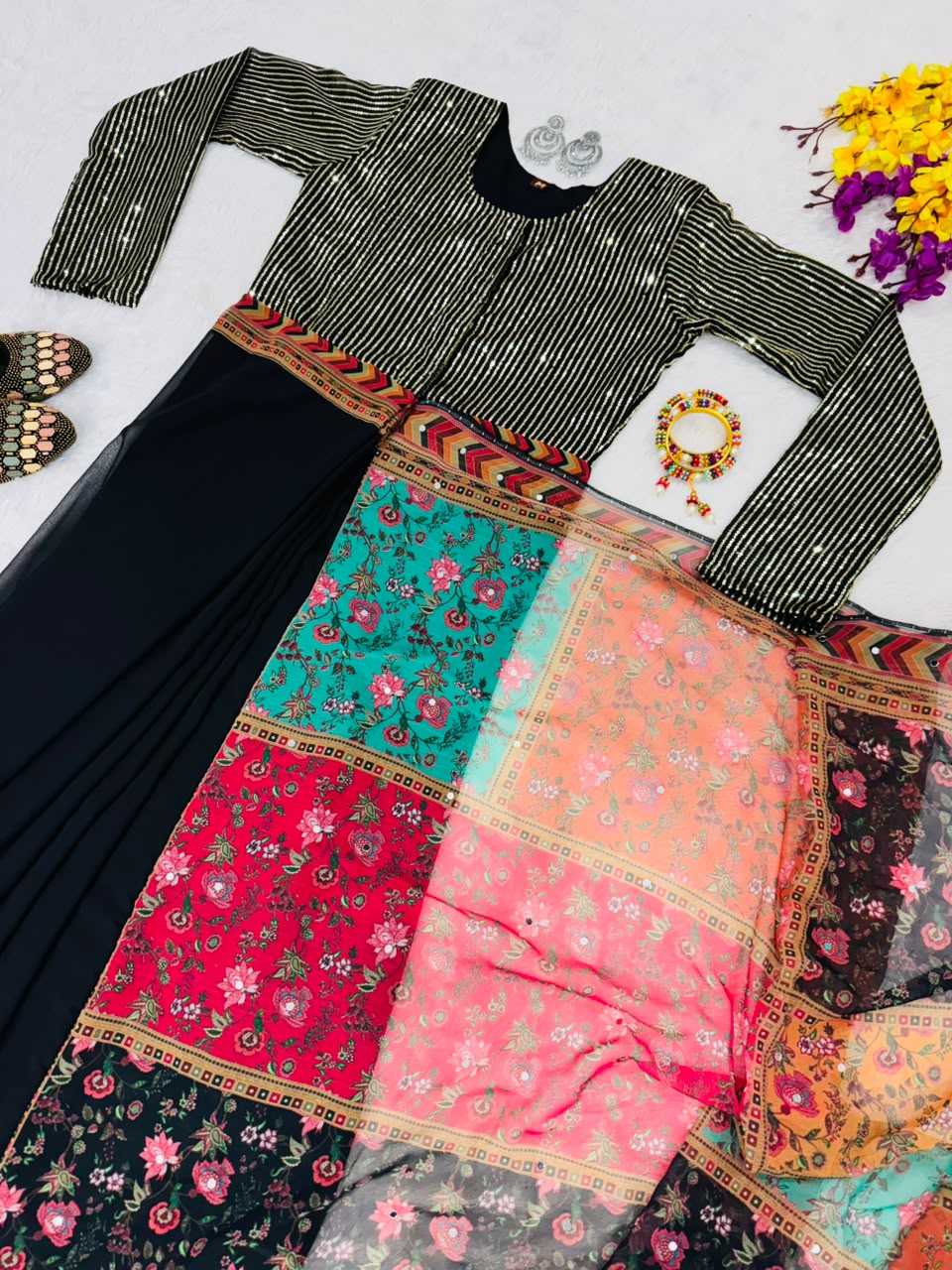Faux Georgette Embroidery Gown