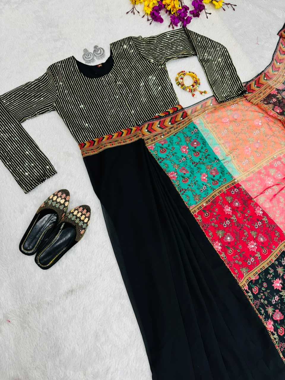 Faux Georgette Embroidery Gown