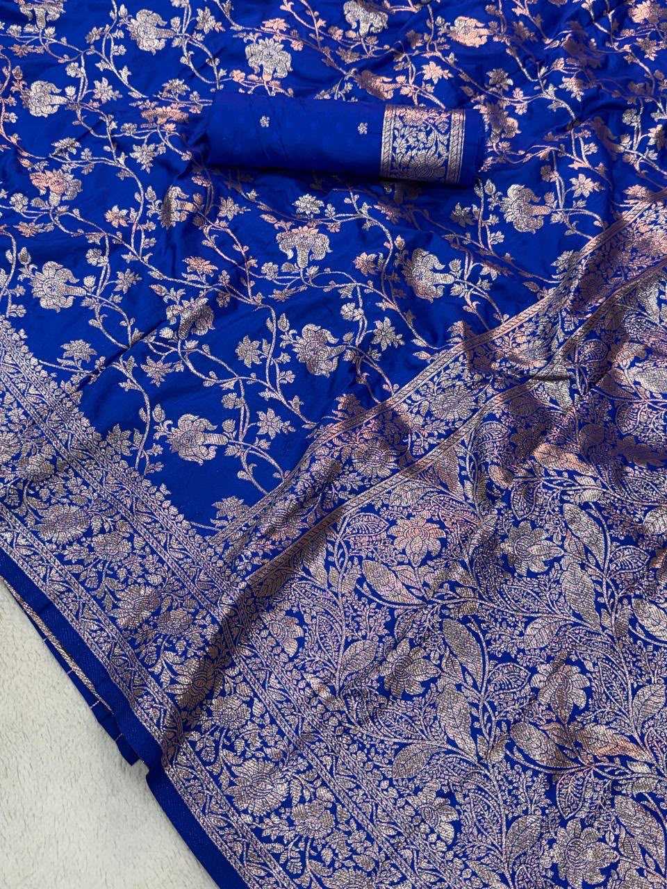 Kanjivaram Silk Zari Border Saree in Blue