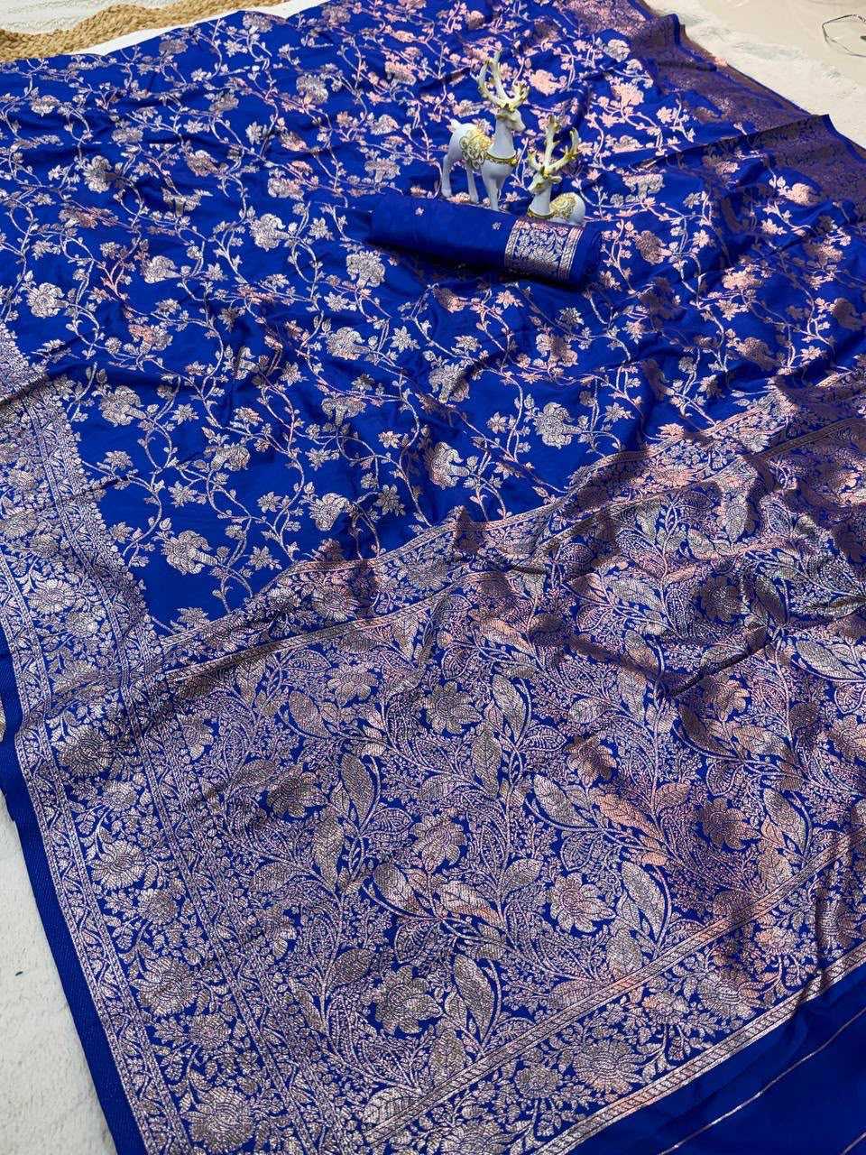 Kanjivaram Silk Zari Border Saree in Blue
