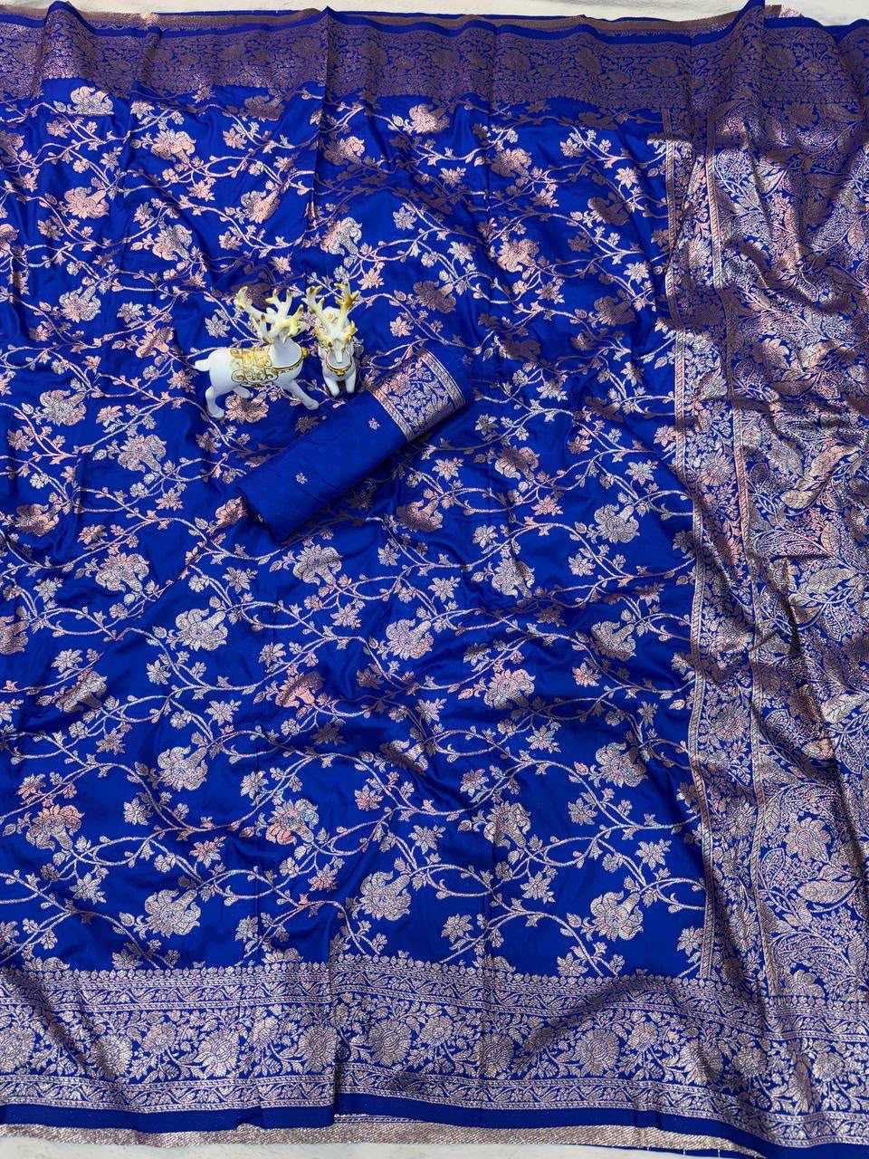 Kanjivaram Silk Zari Border Saree in Blue