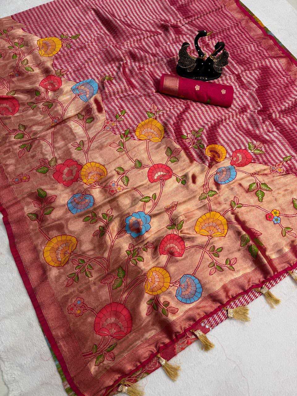Khadi Designer Saree in Pista