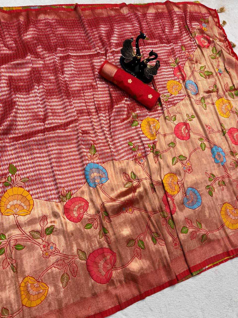 Khadi Designer Saree in Pista