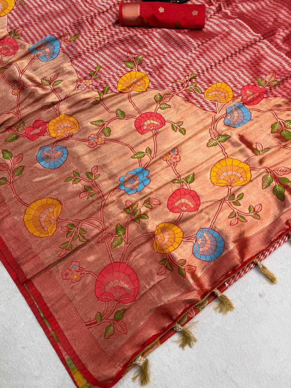Khadi Designer Saree in Pista