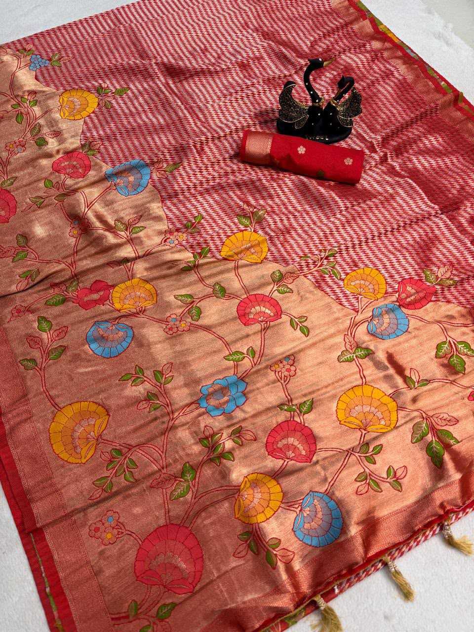 Khadi Designer Saree in Pista