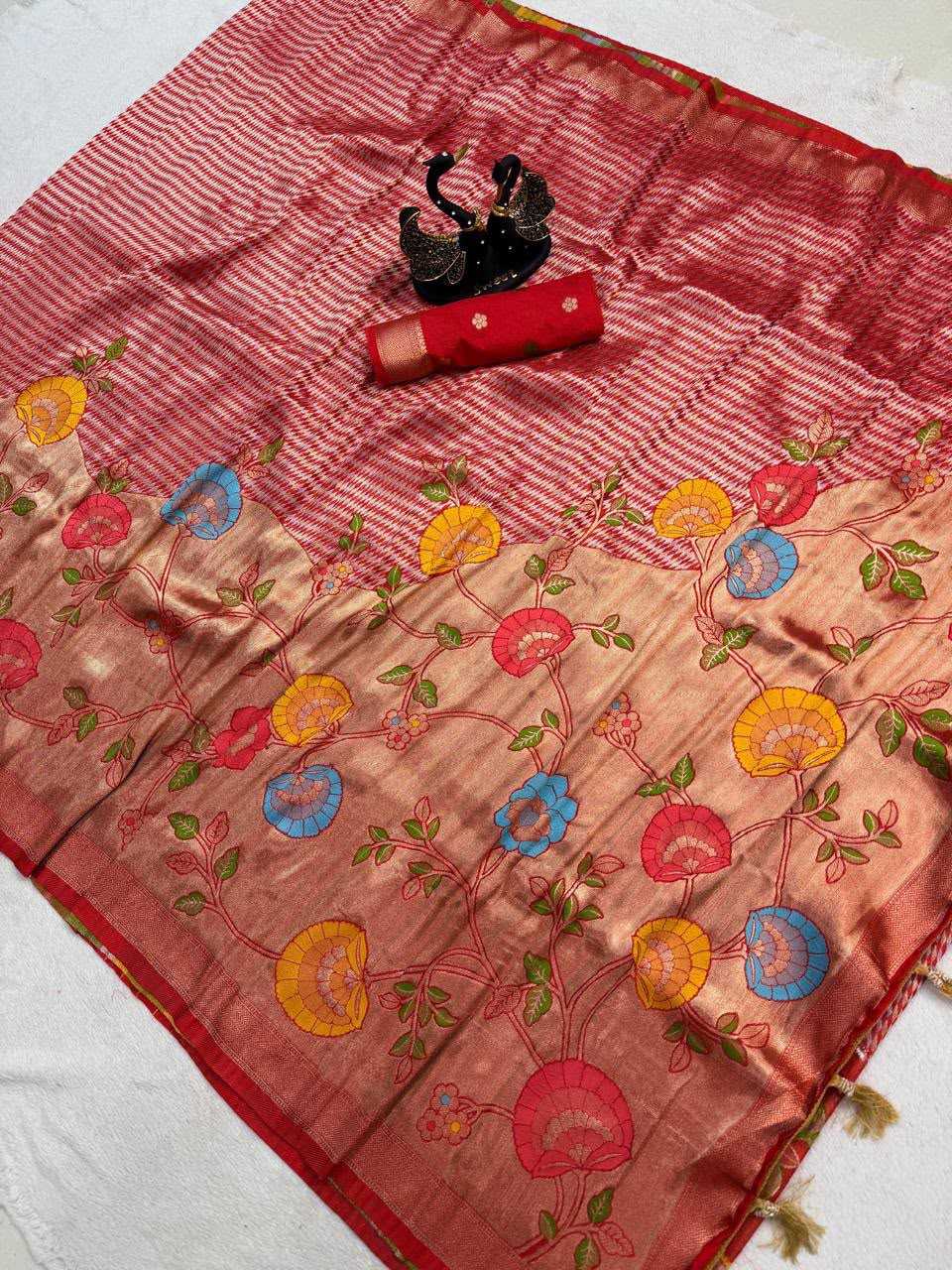 Khadi Designer Saree in Pista