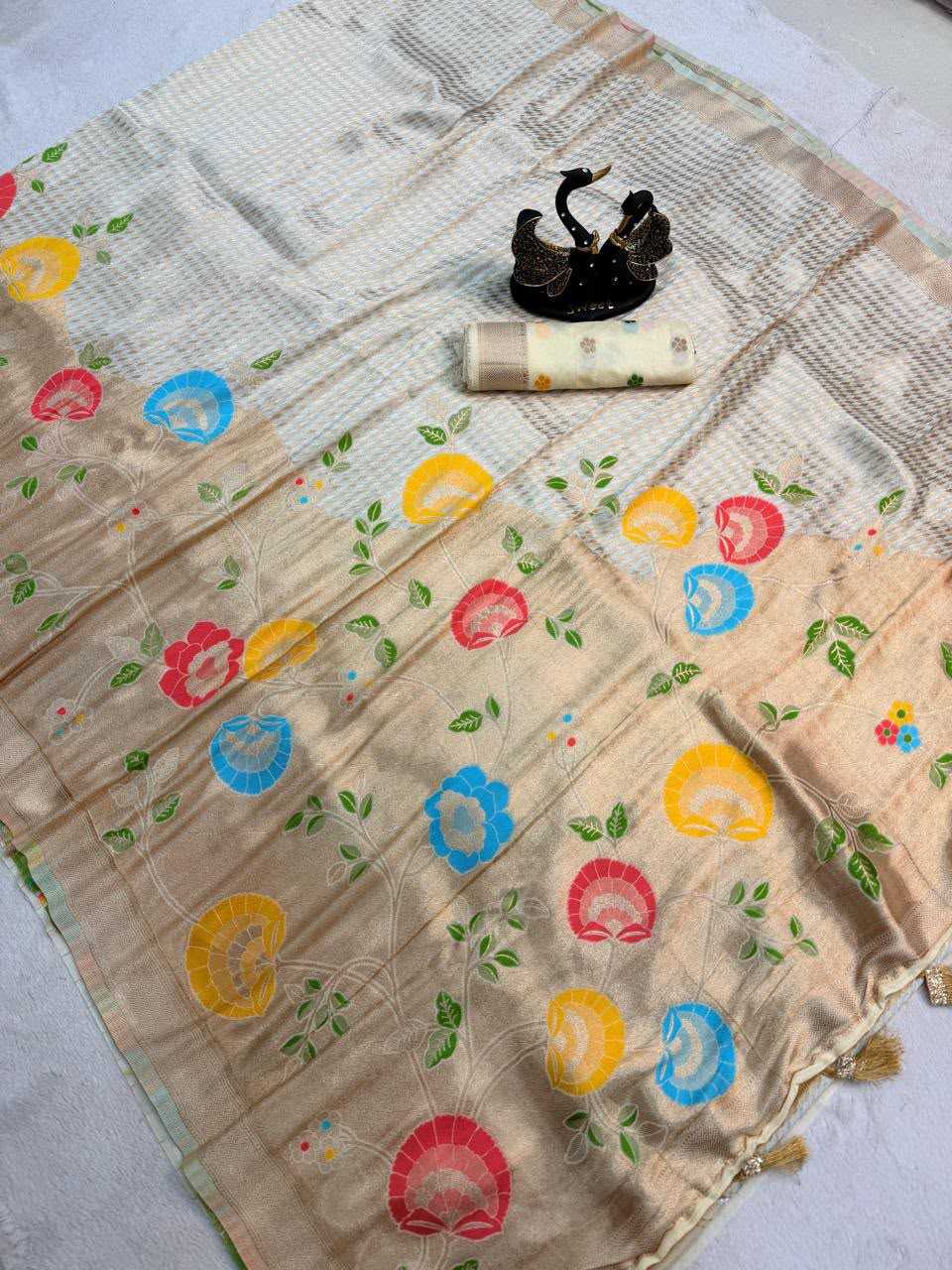 Khadi Designer Saree in Pista