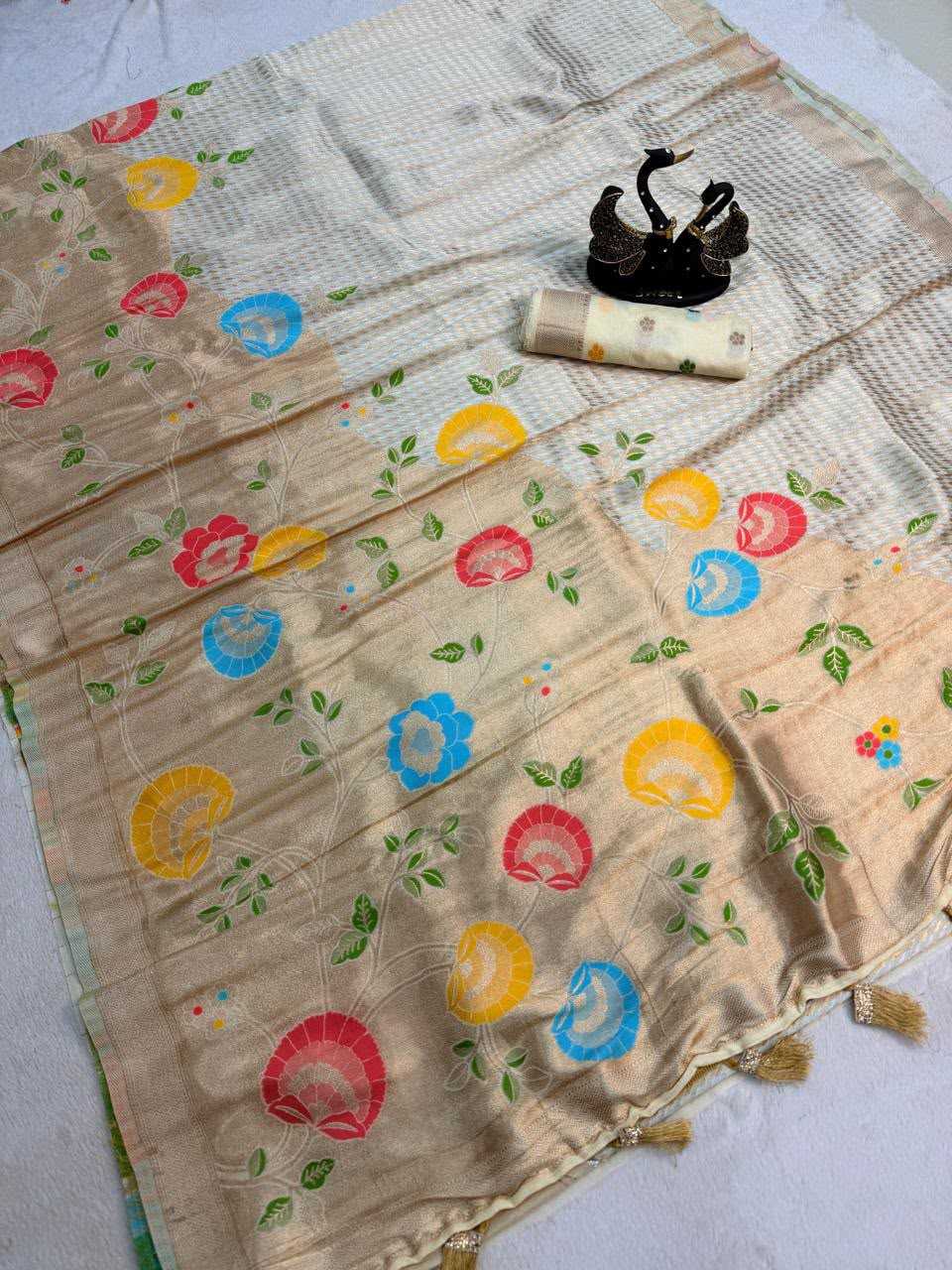 Khadi Designer Saree in Pista