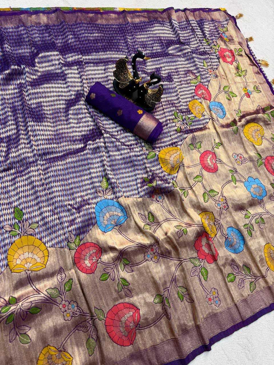 Khadi Designer Saree in Pista