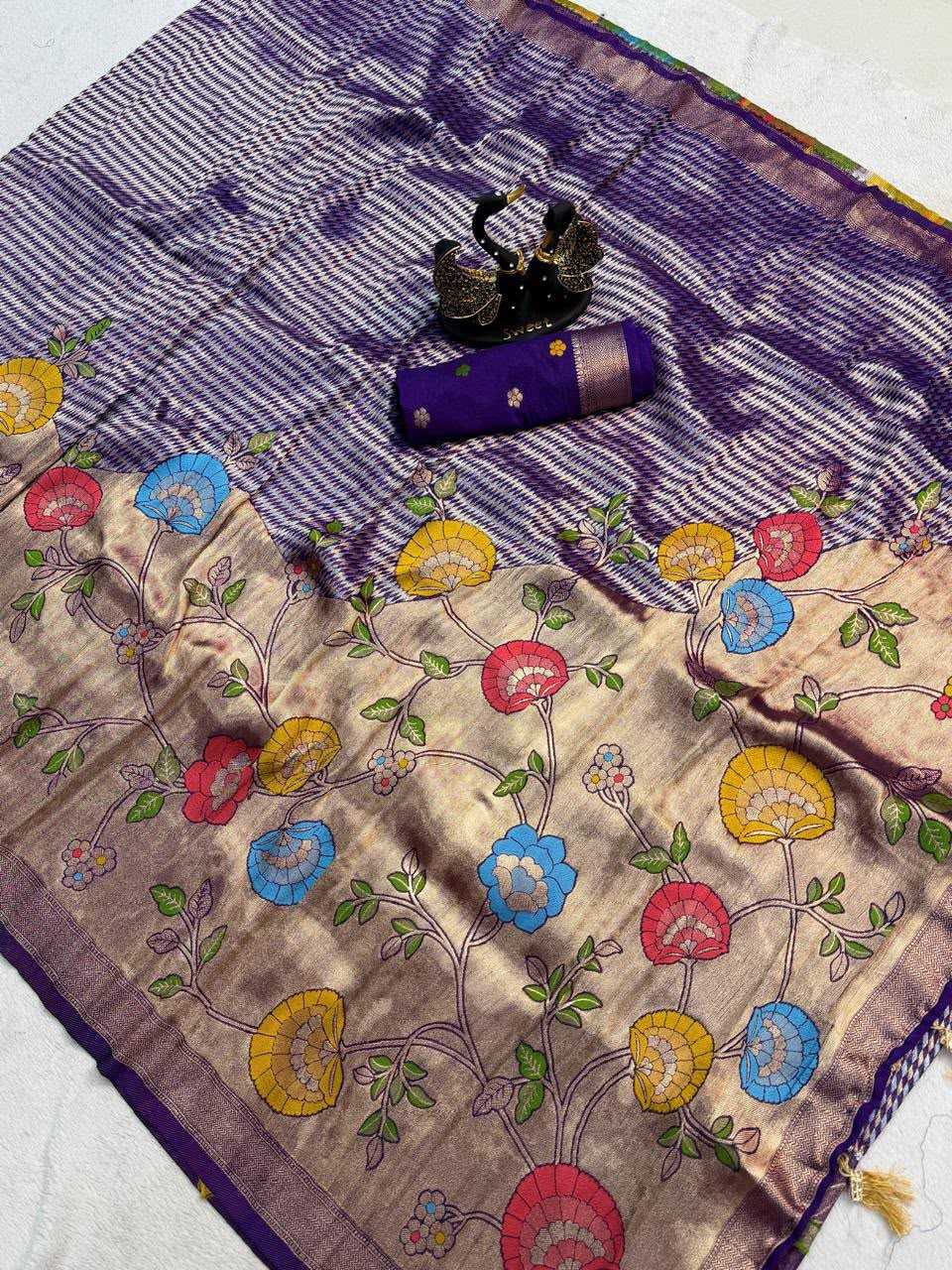 Khadi Designer Saree in Pista