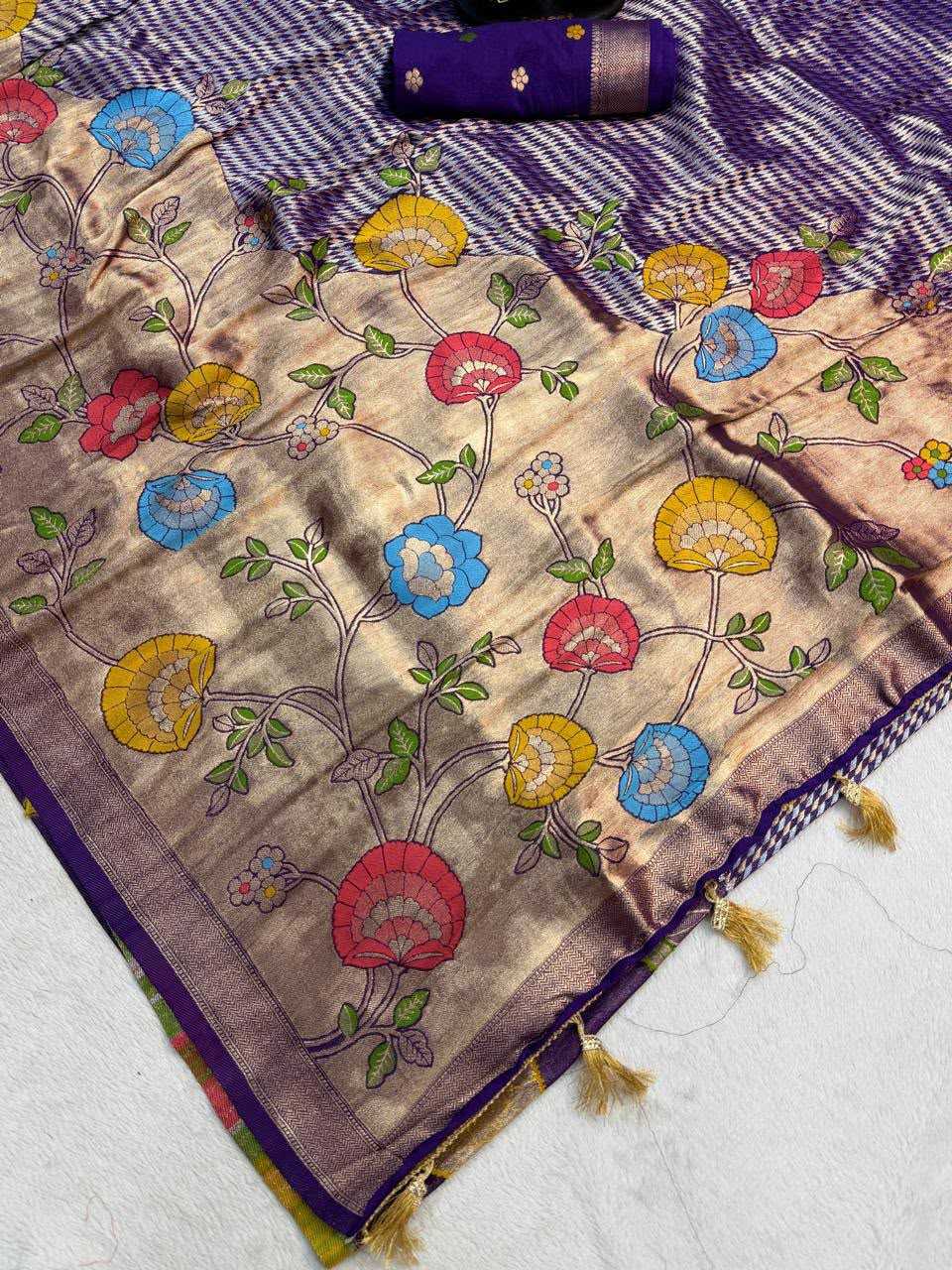Khadi Designer Saree in Pista