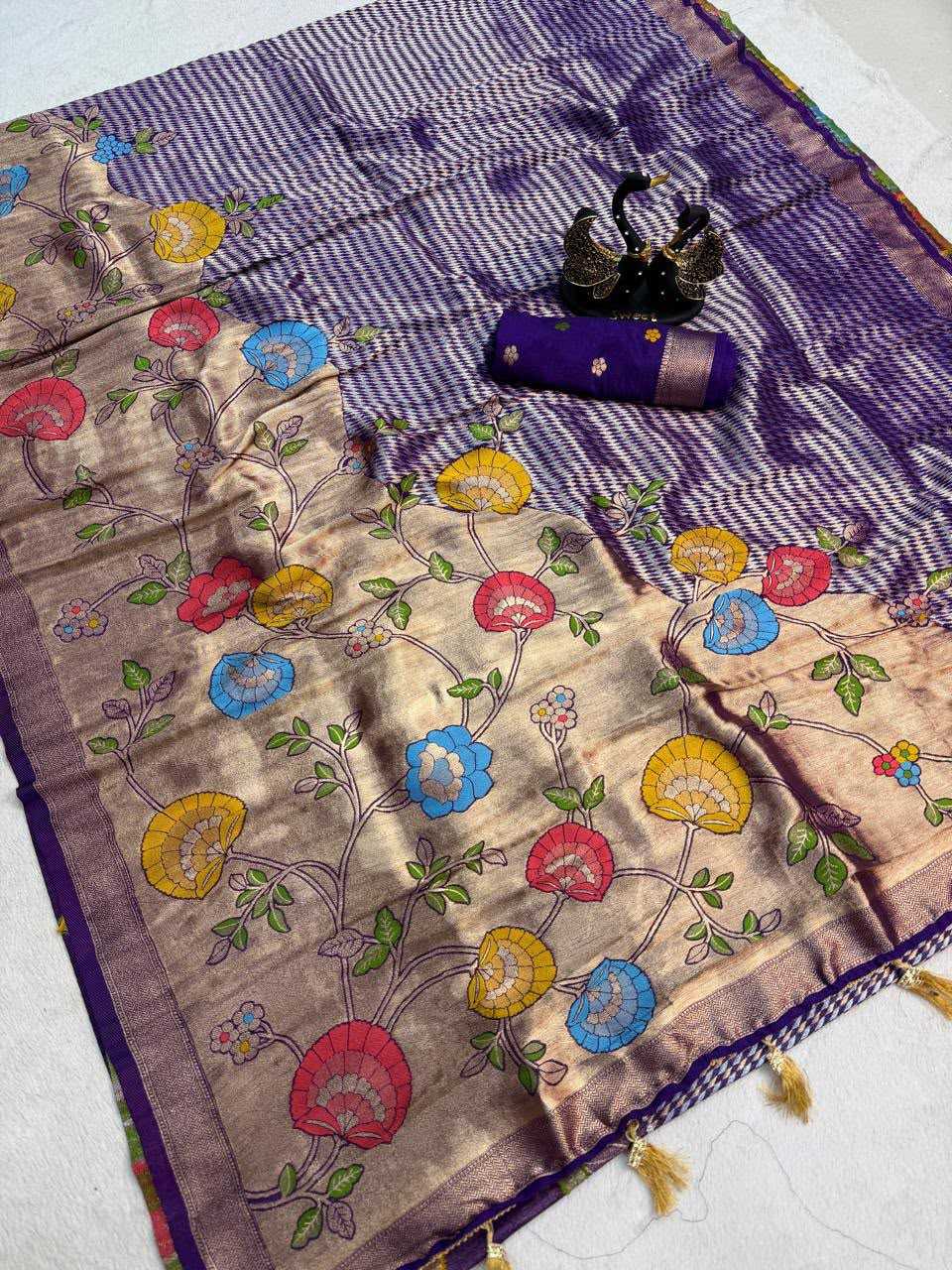 Khadi Designer Saree in Pista