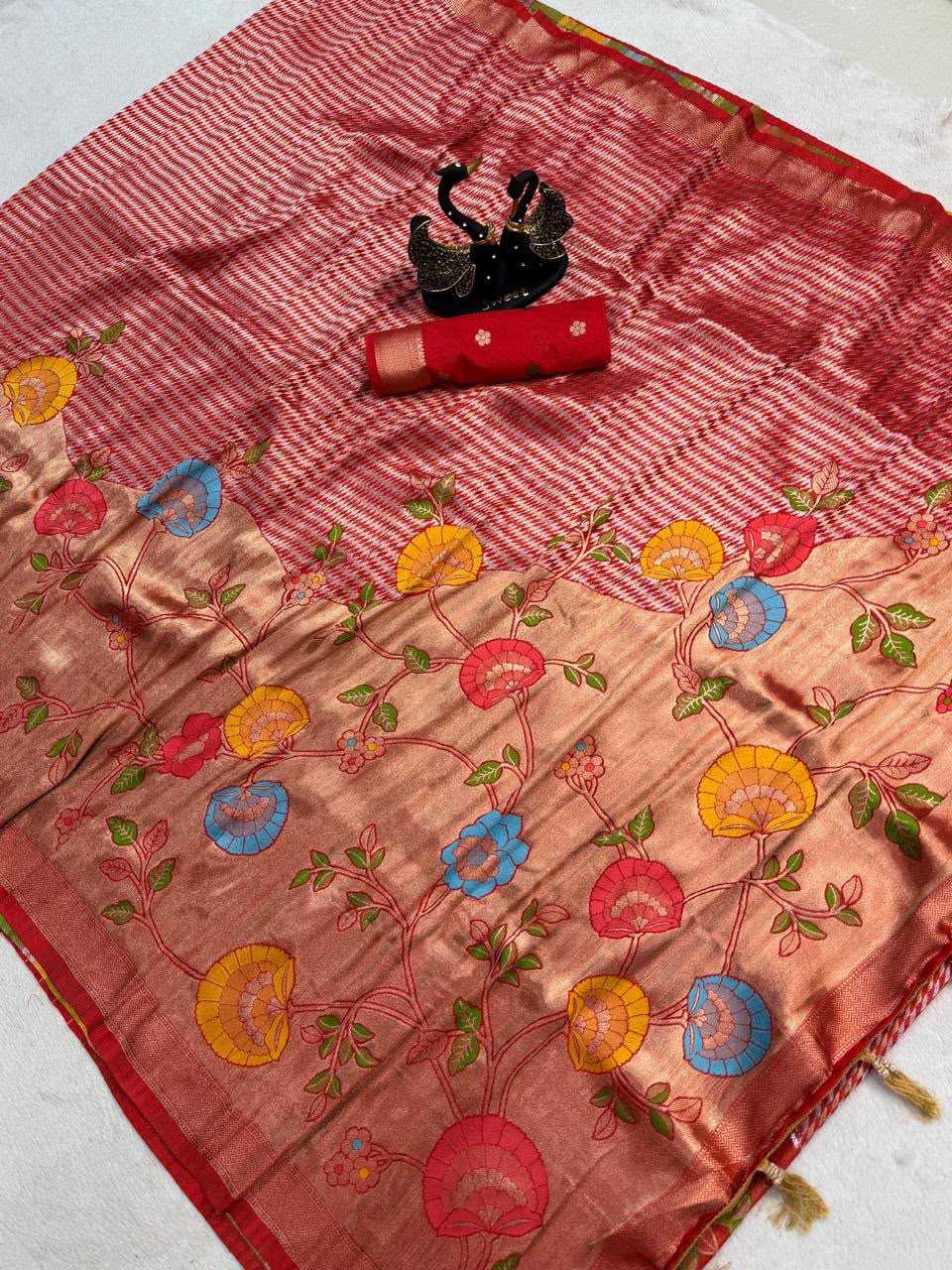 Khadi Designer Saree in Pista