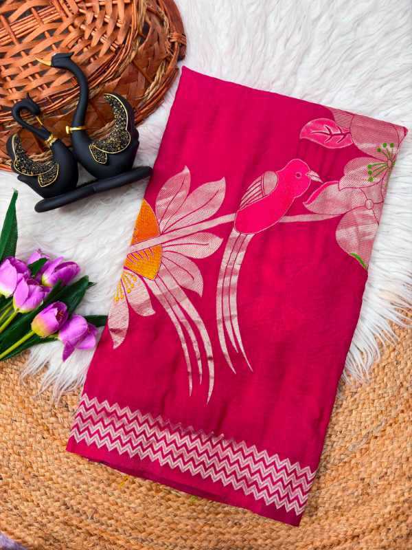 Crepe Silk Designer Saree in Yellow