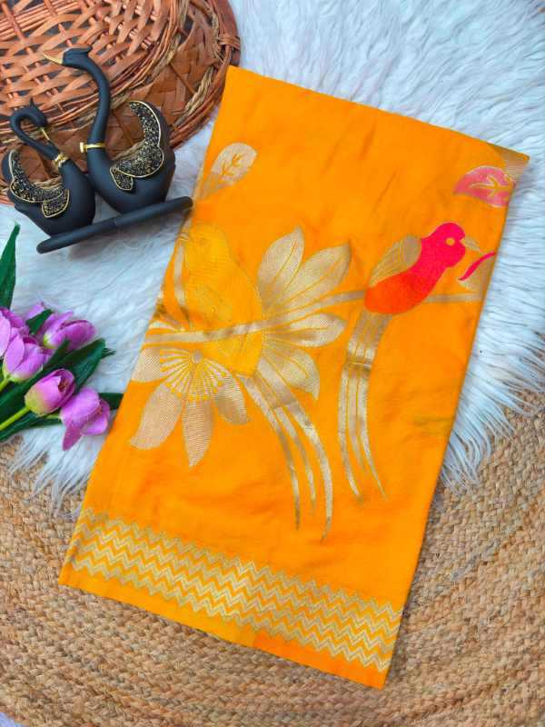 Crepe Silk Designer Saree in Yellow