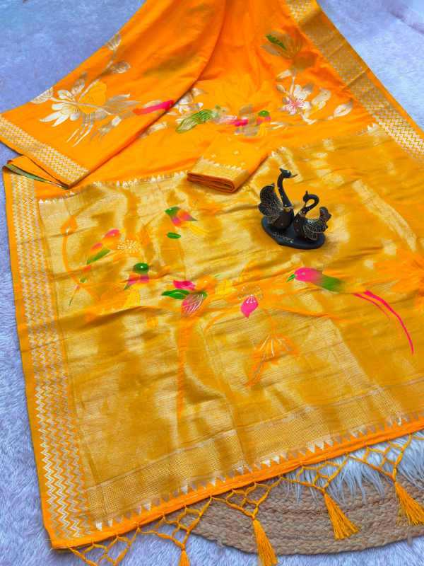 Crepe Silk Designer Saree in Yellow