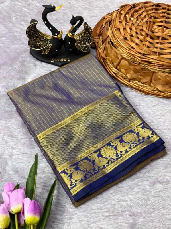 Tissue Silk Designer Saree in Gray