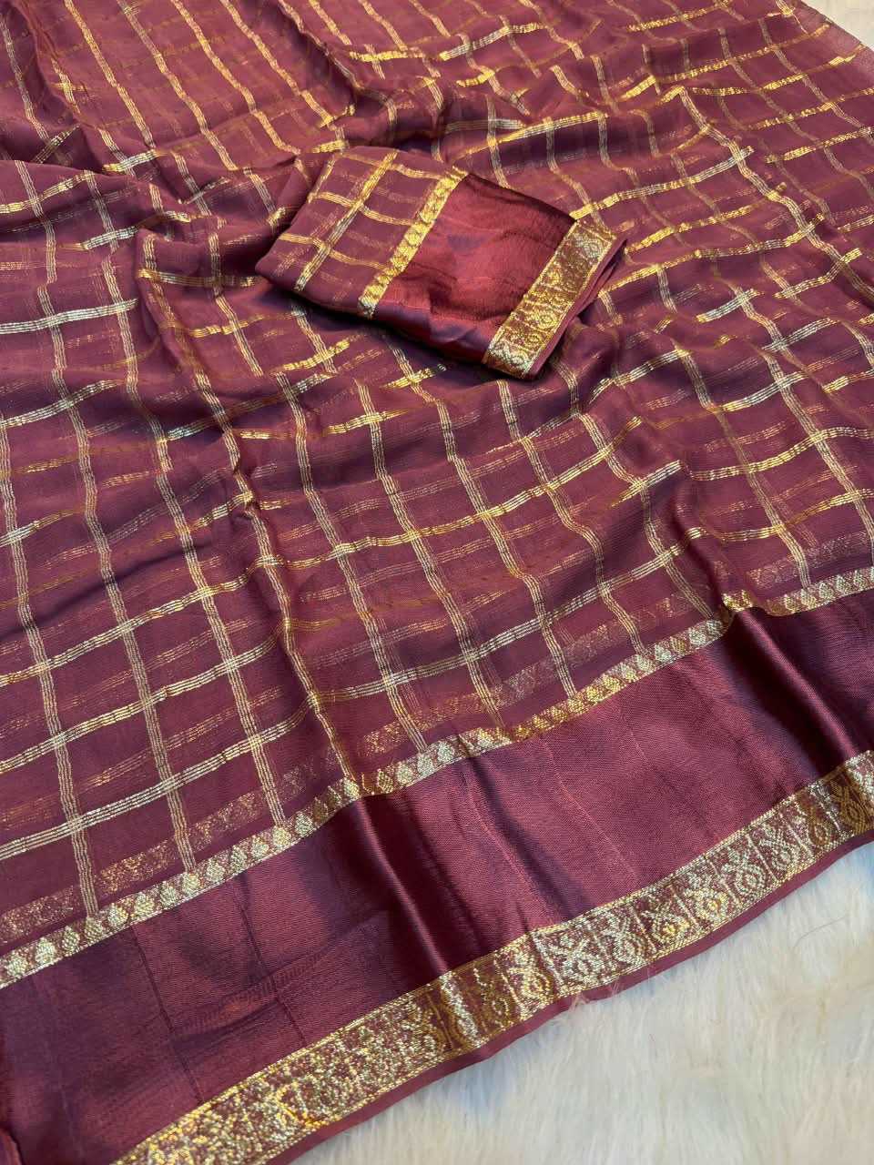 Georgette Saree in Rani