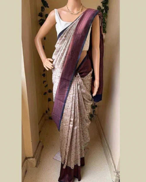 Lichi Silk Banarasi Saree in Mustard