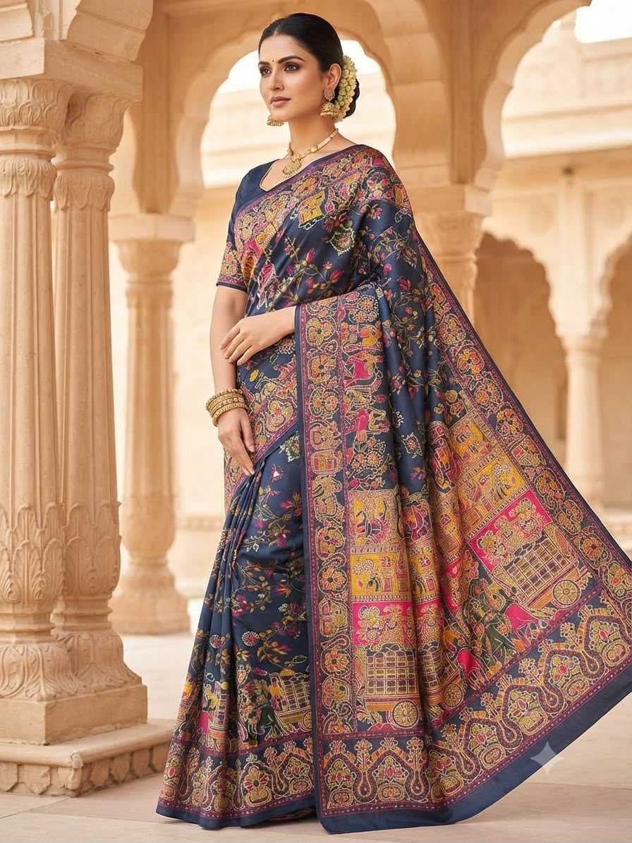 Pashmina Designer Saree in Blue