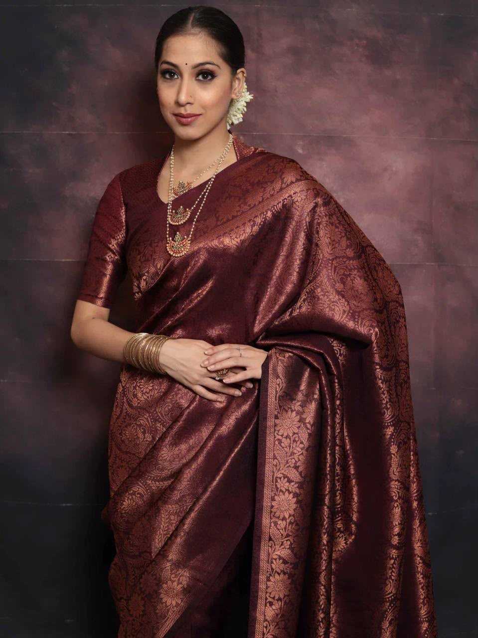 Lichi Silk Traditional Saree in Blue