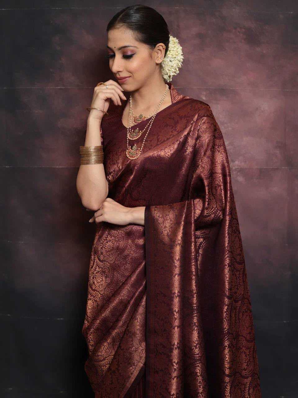 Lichi Silk Traditional Saree in Blue