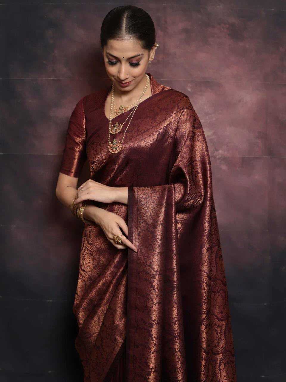 Lichi Silk Traditional Saree in Blue