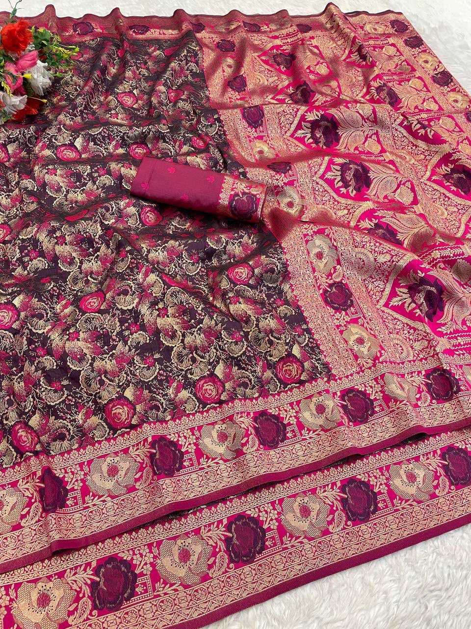 Soft Silk Saree in Wine