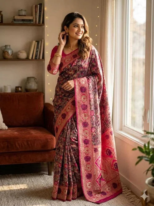Soft Silk Saree in Wine