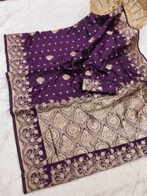 Lichi Silk Banarasi Saree in Dark Wine