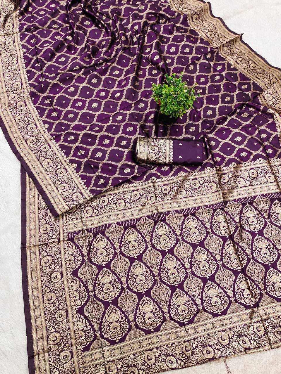 Lichi Silk Banarasi Saree in Violet