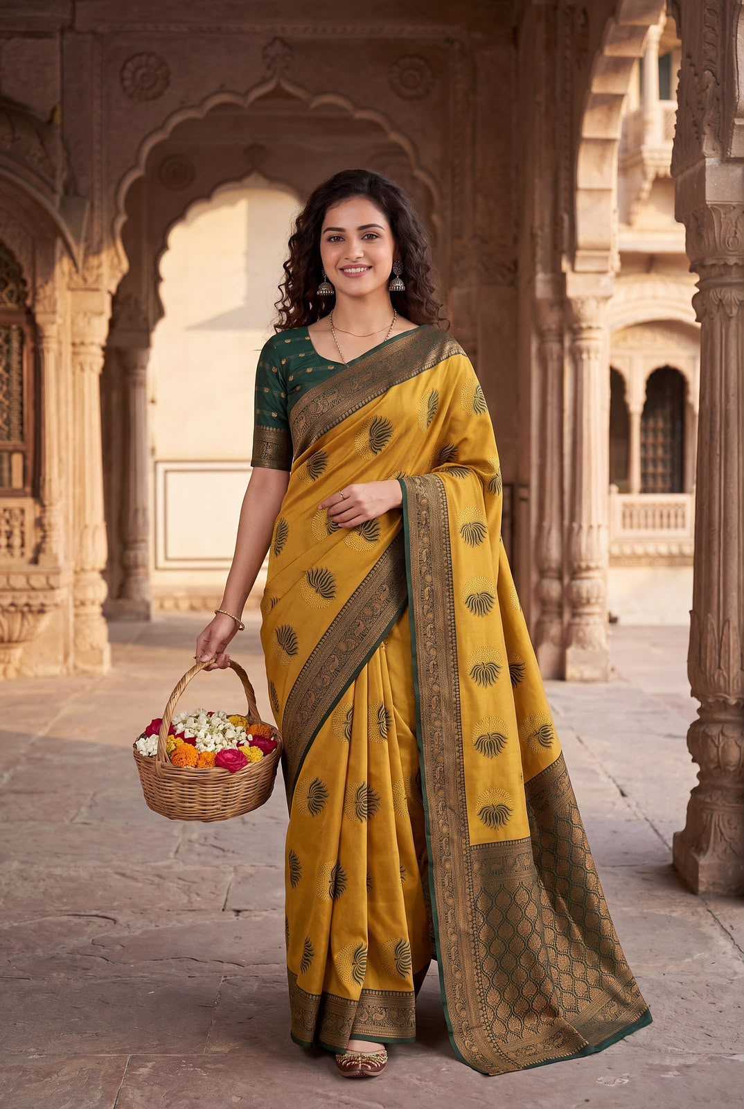 Banarasi Soft Silk Saree in Beige