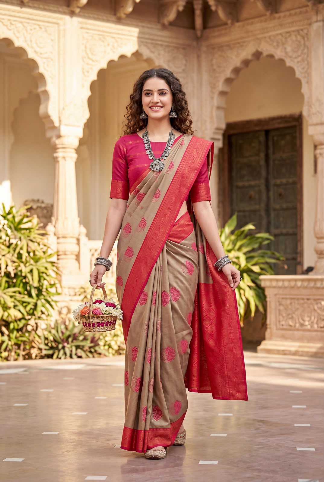 Banarasi Soft Silk Saree in Beige