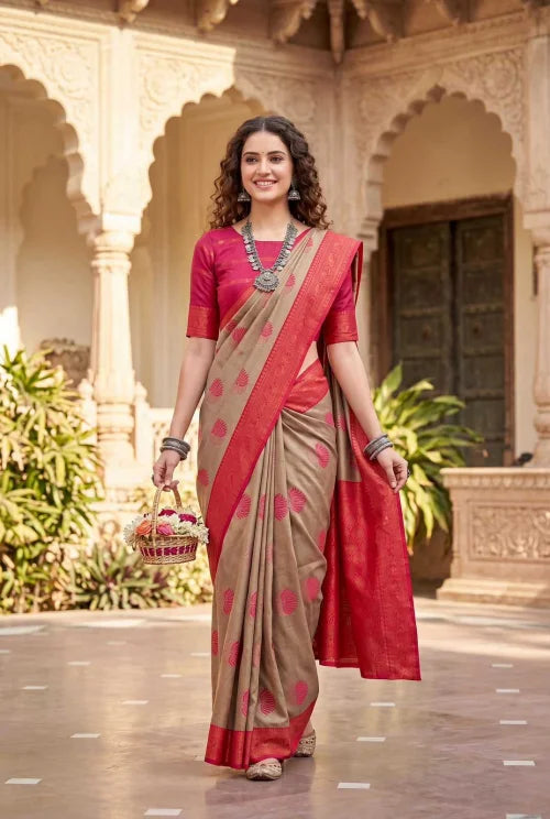 Banarasi Soft Silk Saree in Beige