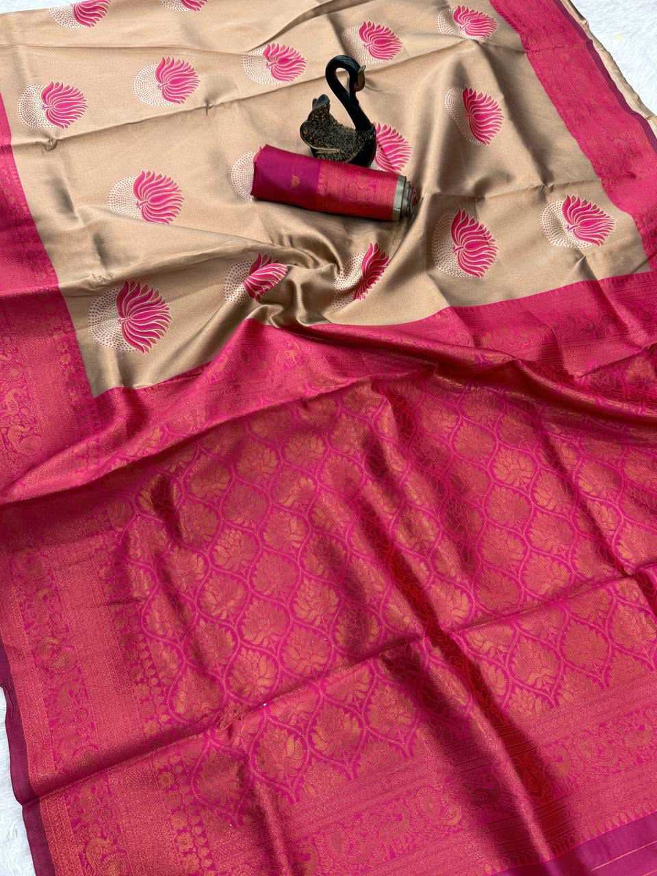 Banarasi Soft Silk Saree in Beige