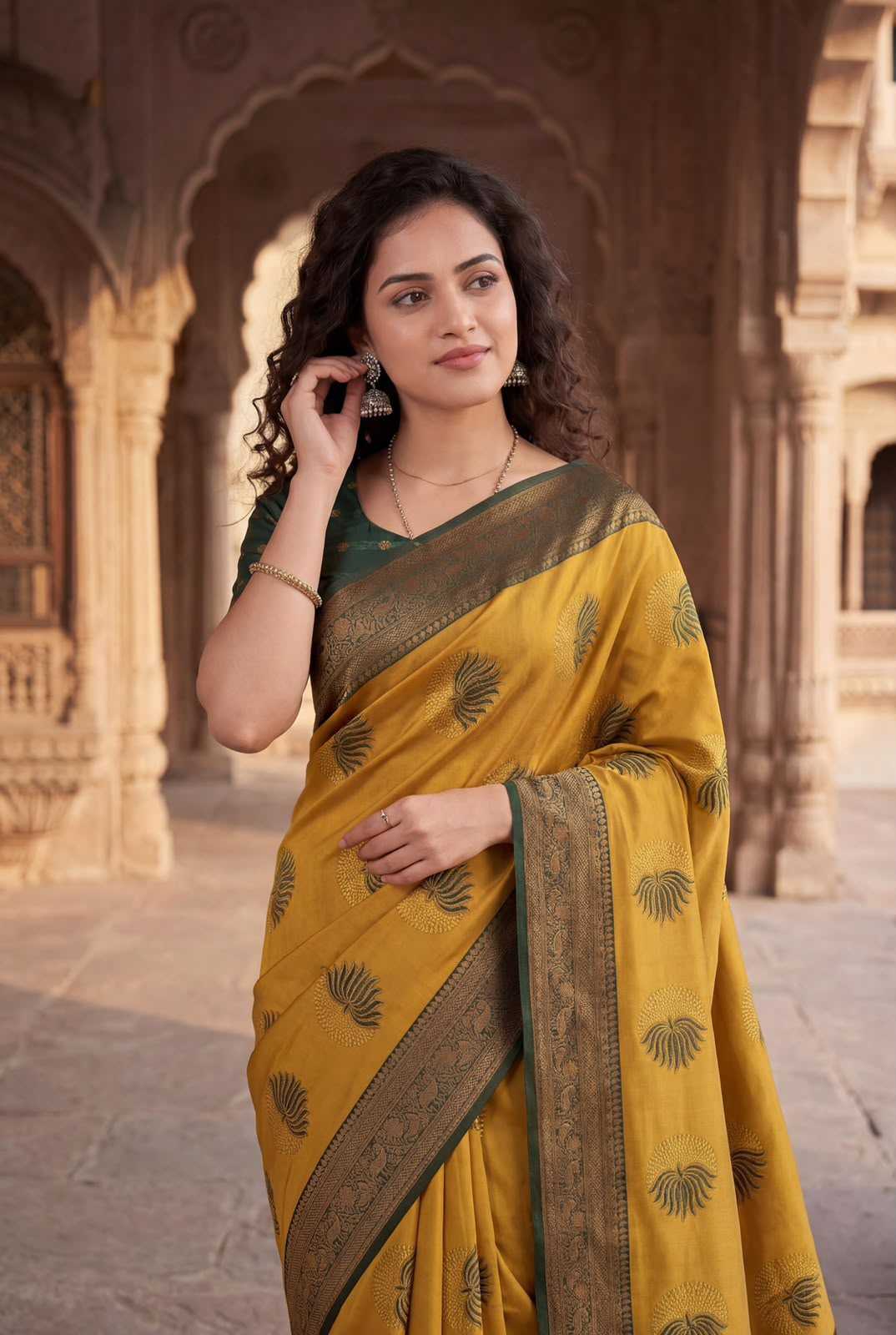 Banarasi Soft Silk Saree in Beige