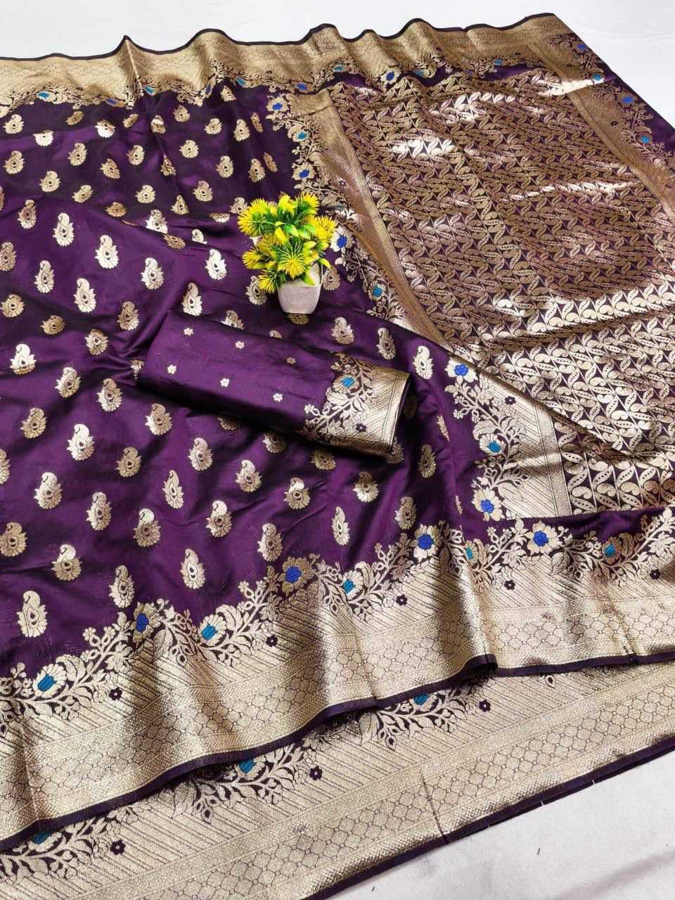 Banarasi Soft Silk Saree in Wine