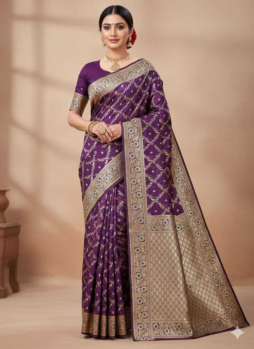 Banarasi Soft Silk Saree in Wine