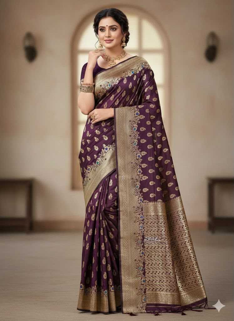 Banarasi Soft Silk Saree in Wine