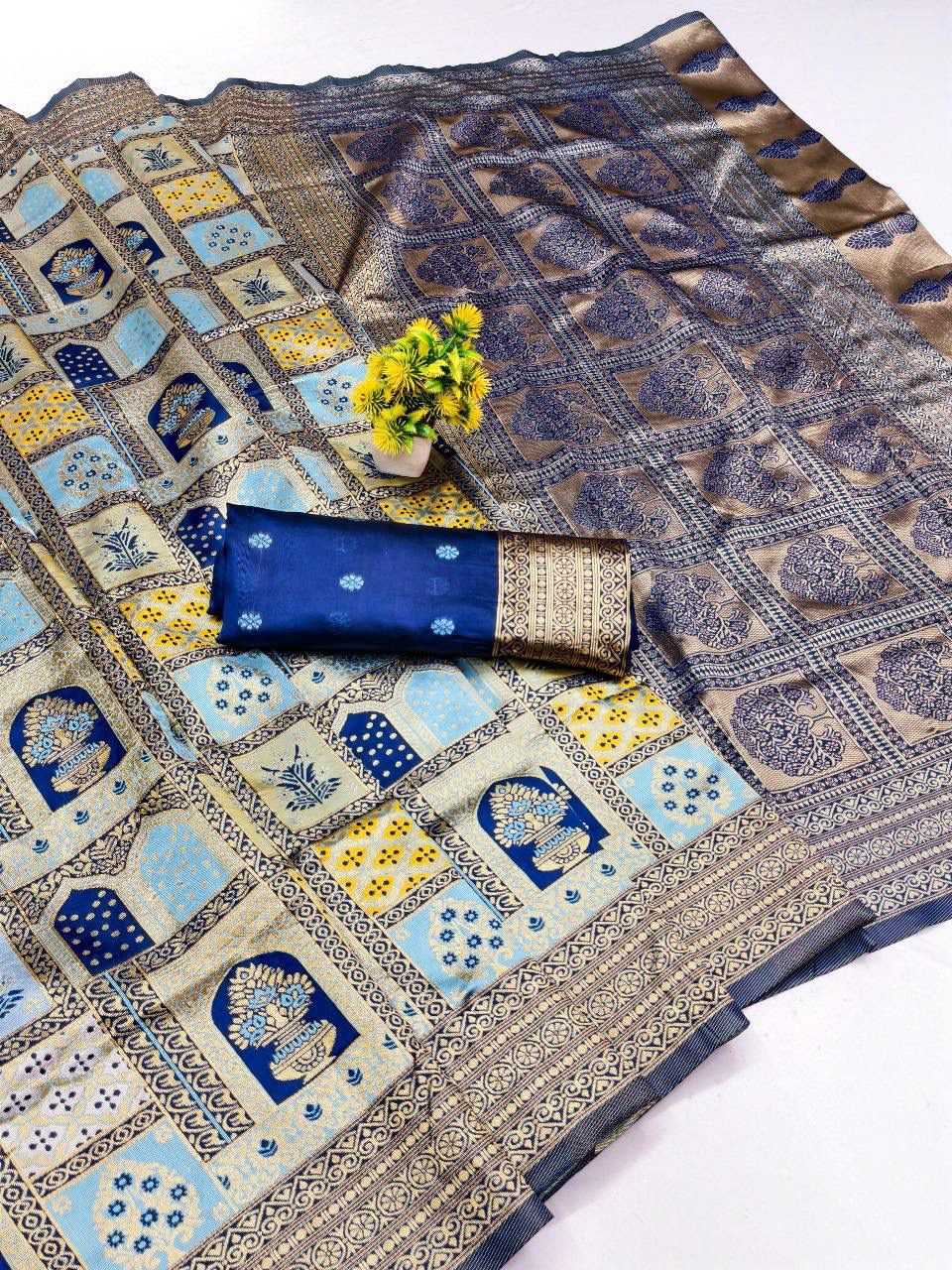 Banarasi Soft Silk Designer Saree in Bottle Green
