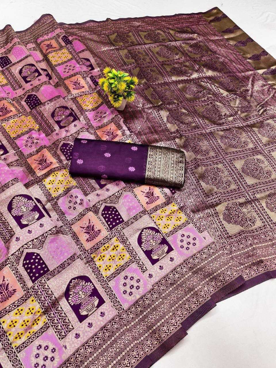 Banarasi Soft Silk Designer Saree in Bottle Green
