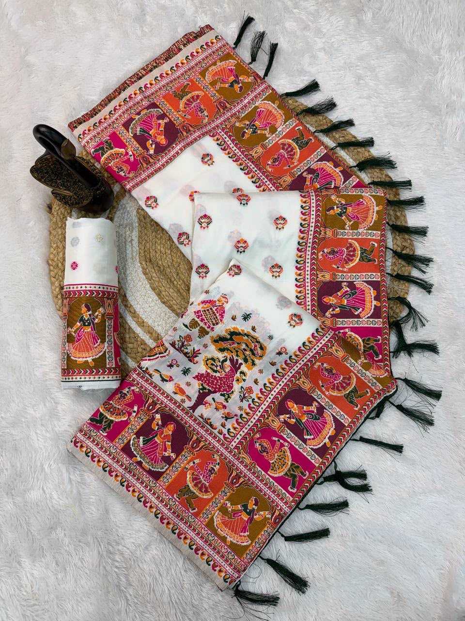 Pashmina Designer Saree in Pink